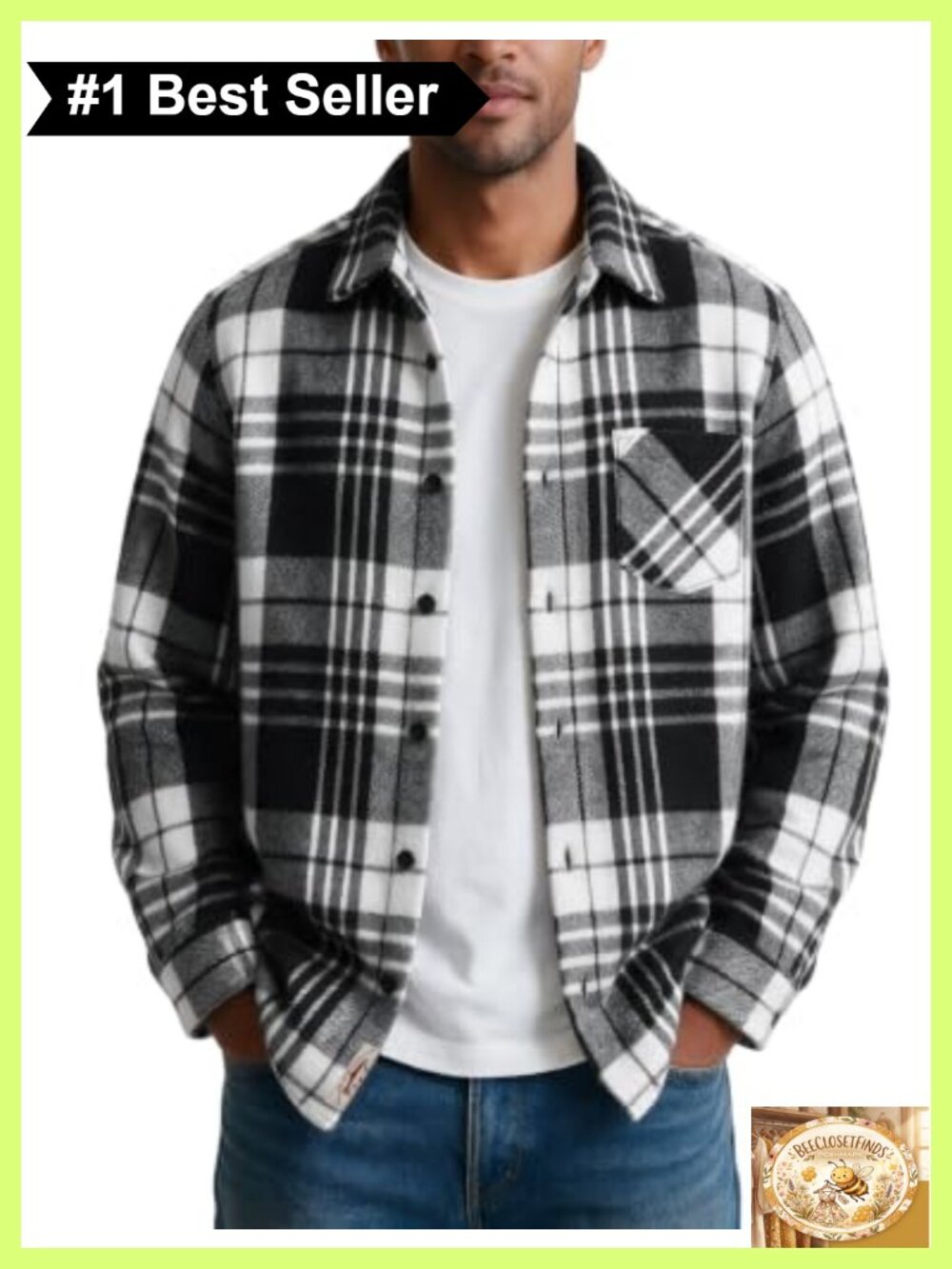 Mens Midweight Cotton Blend Plaid Flannel Overshirt Button Down Shirt
